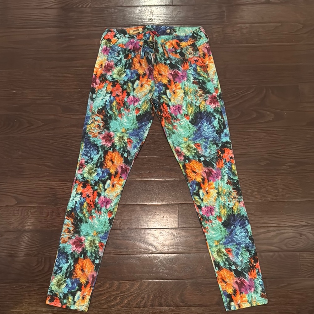 SOLD Design Lab Blue and Orange Skinny Jeans Vibrant Style - Never Worn